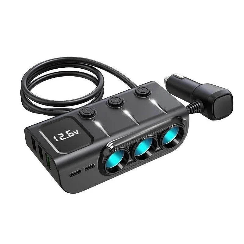 Bluejw Fast 3-Port USB Car Charger Adapter - 120W QC 3.0 PD 3A Cigarette Lighter Splitter - 12V Automobile Chargers with 3 Sockets - Image 1